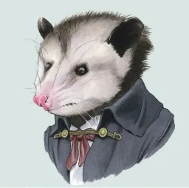 Garboopsy's portrait: an opossum in a waistcoat
